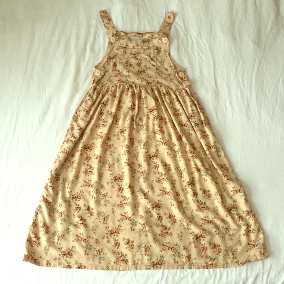 Vintage Dresses & Skirts - Vintage Floral Midi Pinafore Dress, Size Medium